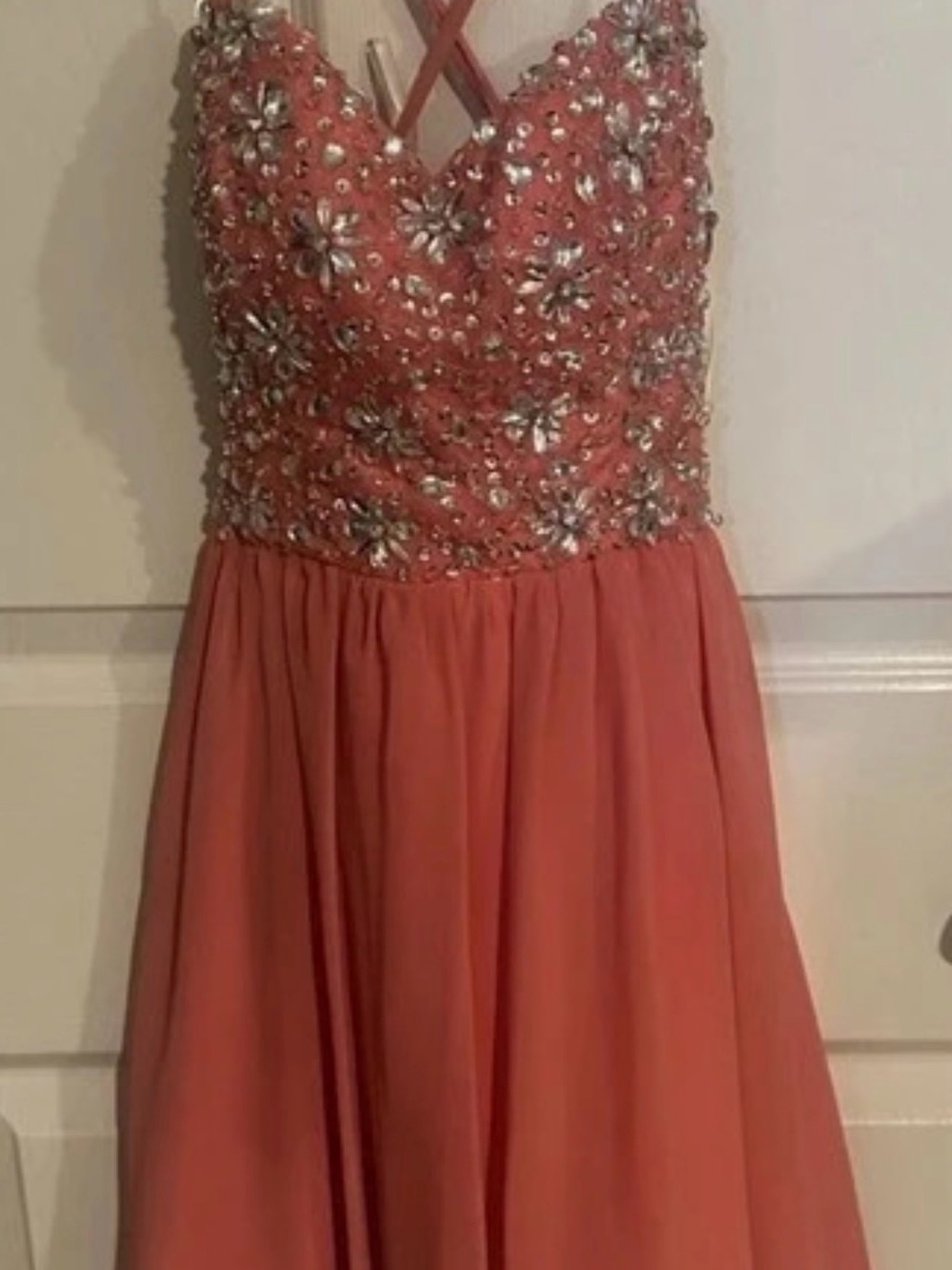 B. Smart Short Prom Dress W/Rhinestones Pink